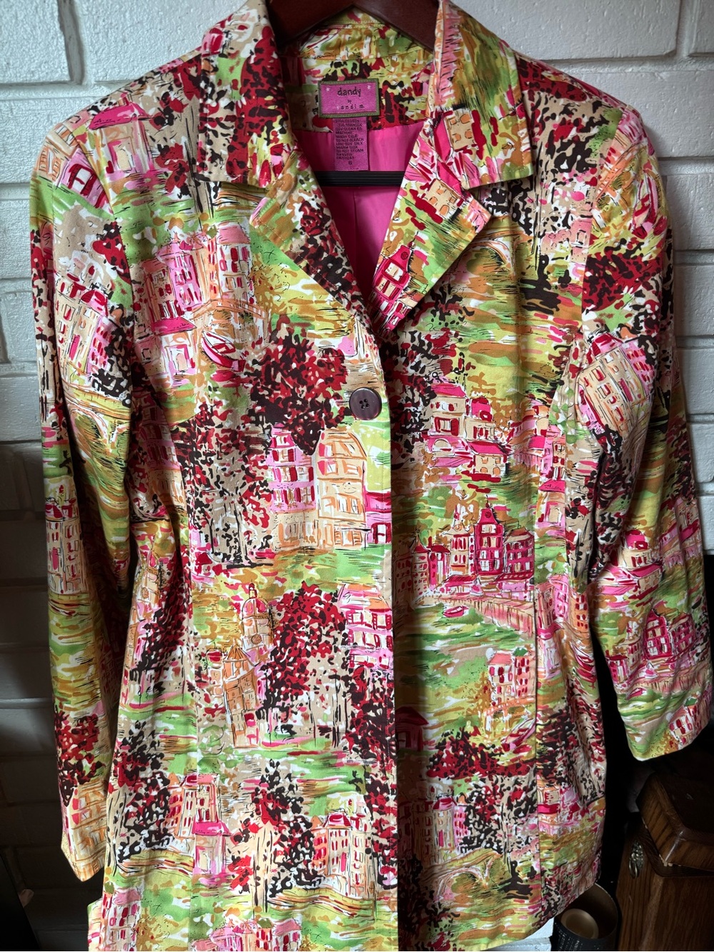 Dandy by Vandim Multicolor Printed Women's Blazer - Pink & Green
